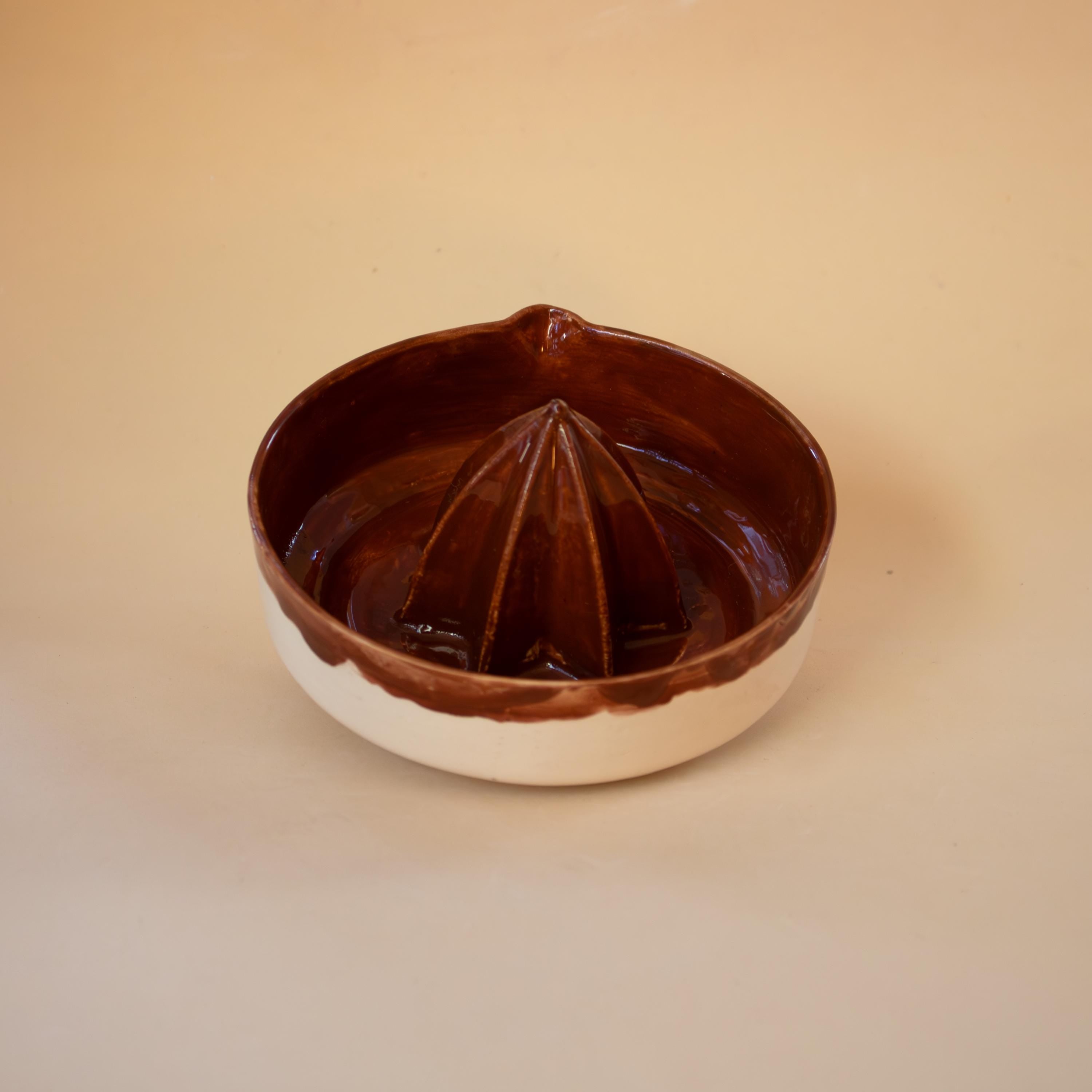 brown Porcelain Lemon Squeezer: Handmade Citrus Juicer