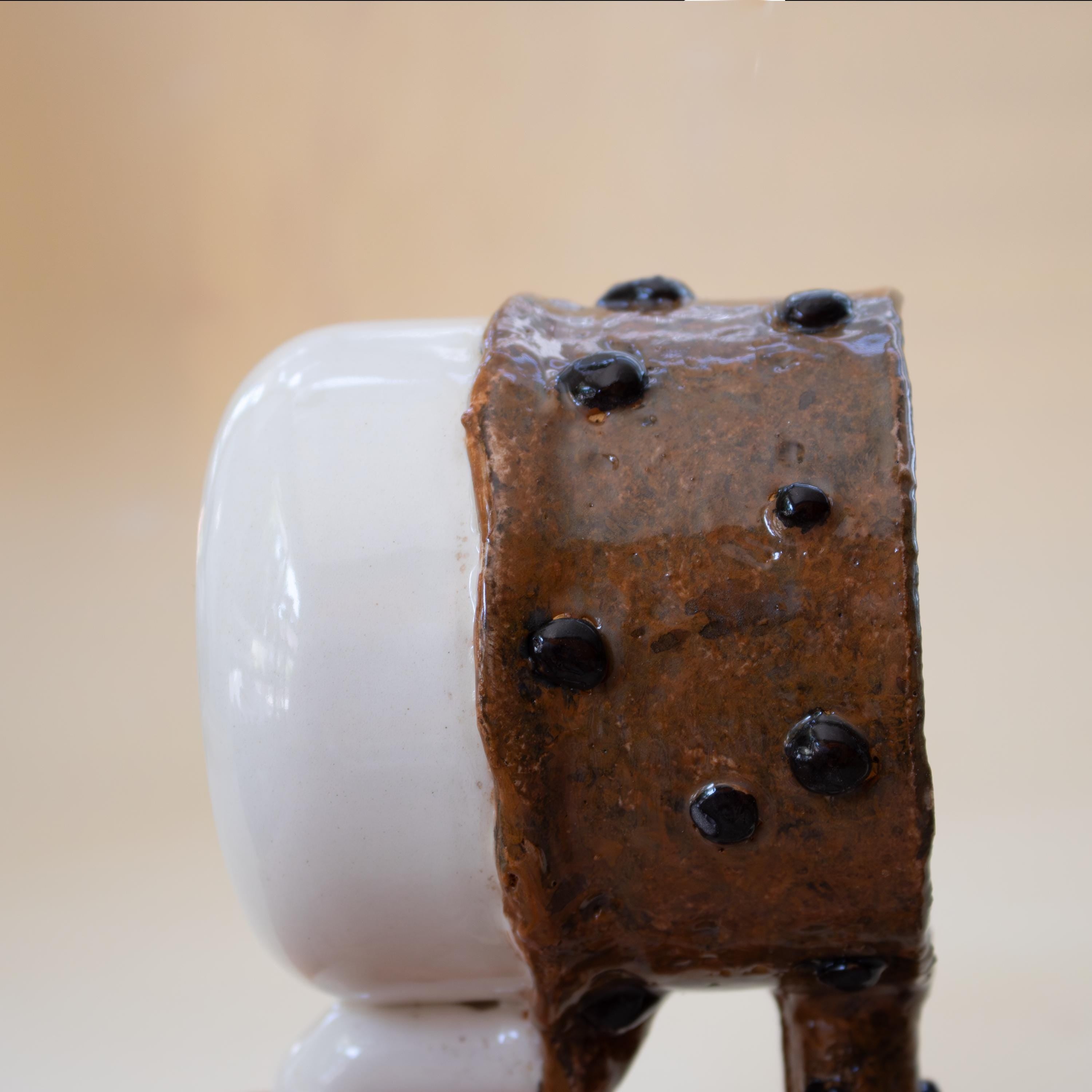Handmade Porcelain Mug: Chocolate Cookie Texture Ceramic Cup