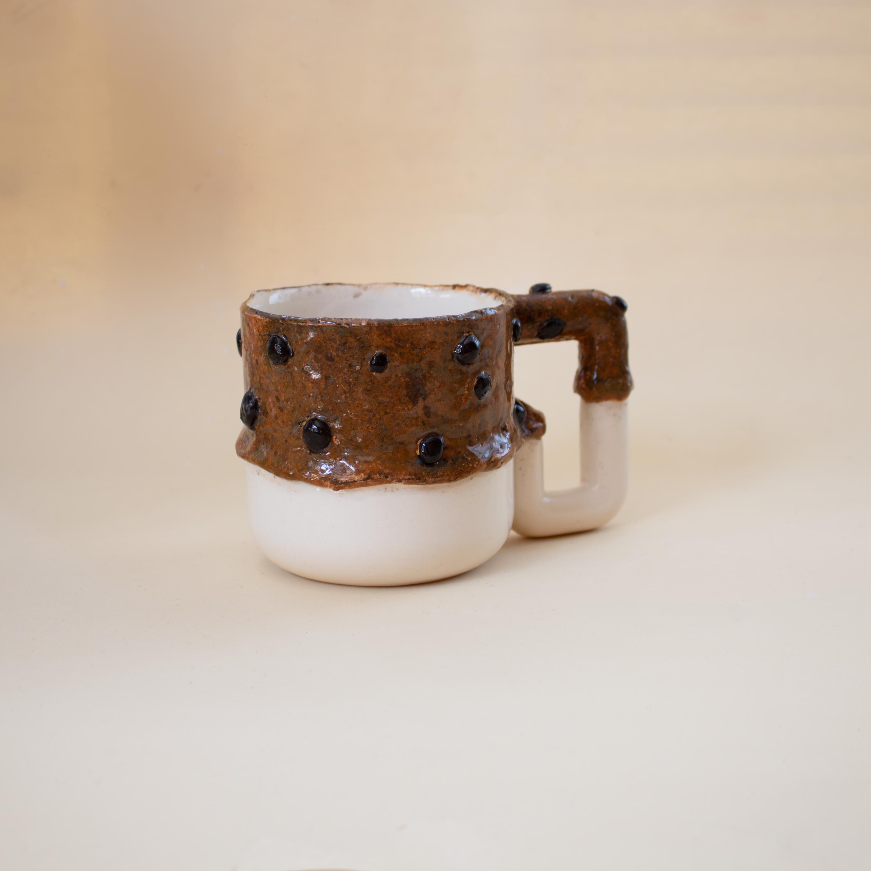 Handmade Porcelain Mug: Chocolate Cookie Texture Ceramic Cup