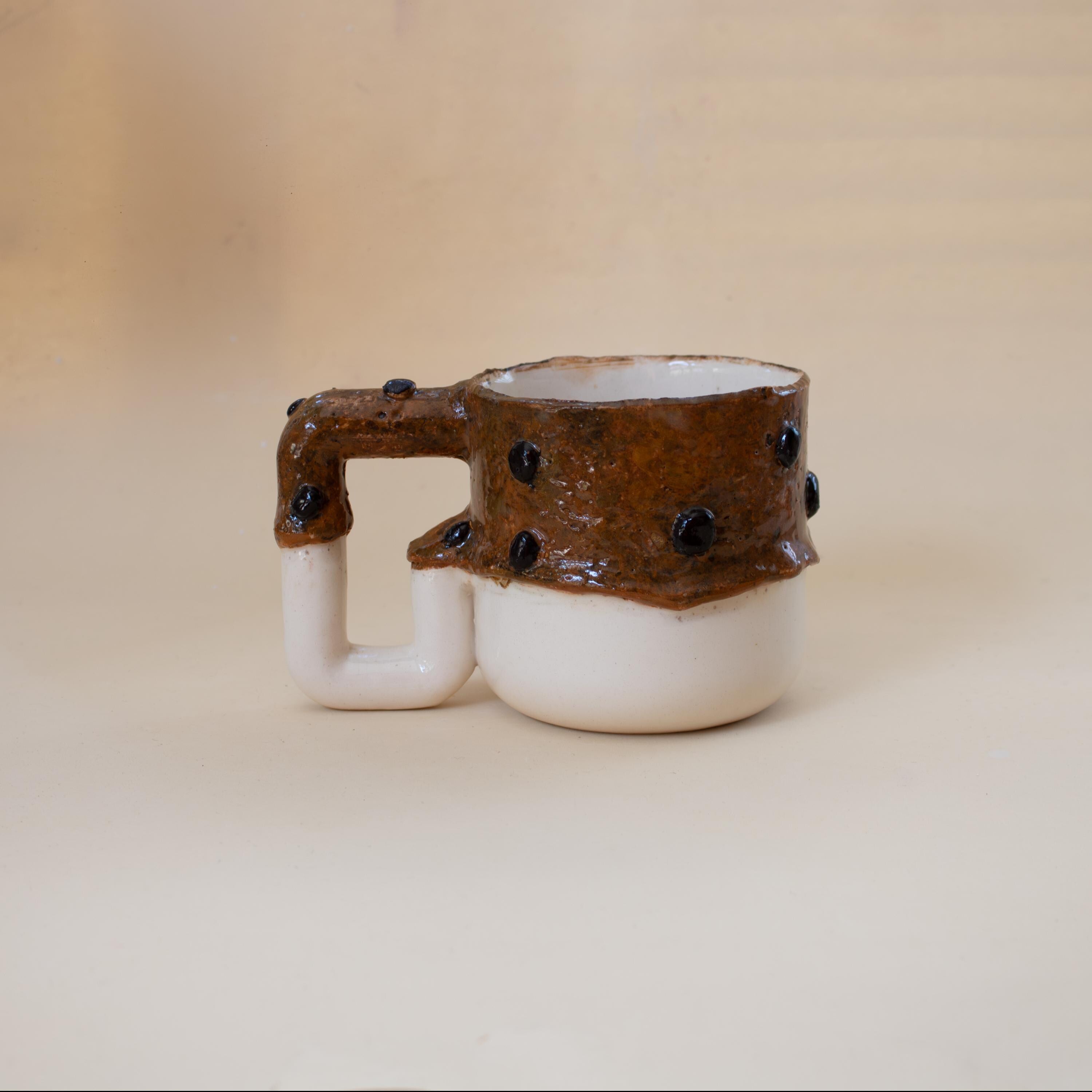 Handmade Porcelain Mug: Chocolate Cookie Texture Ceramic Cup
