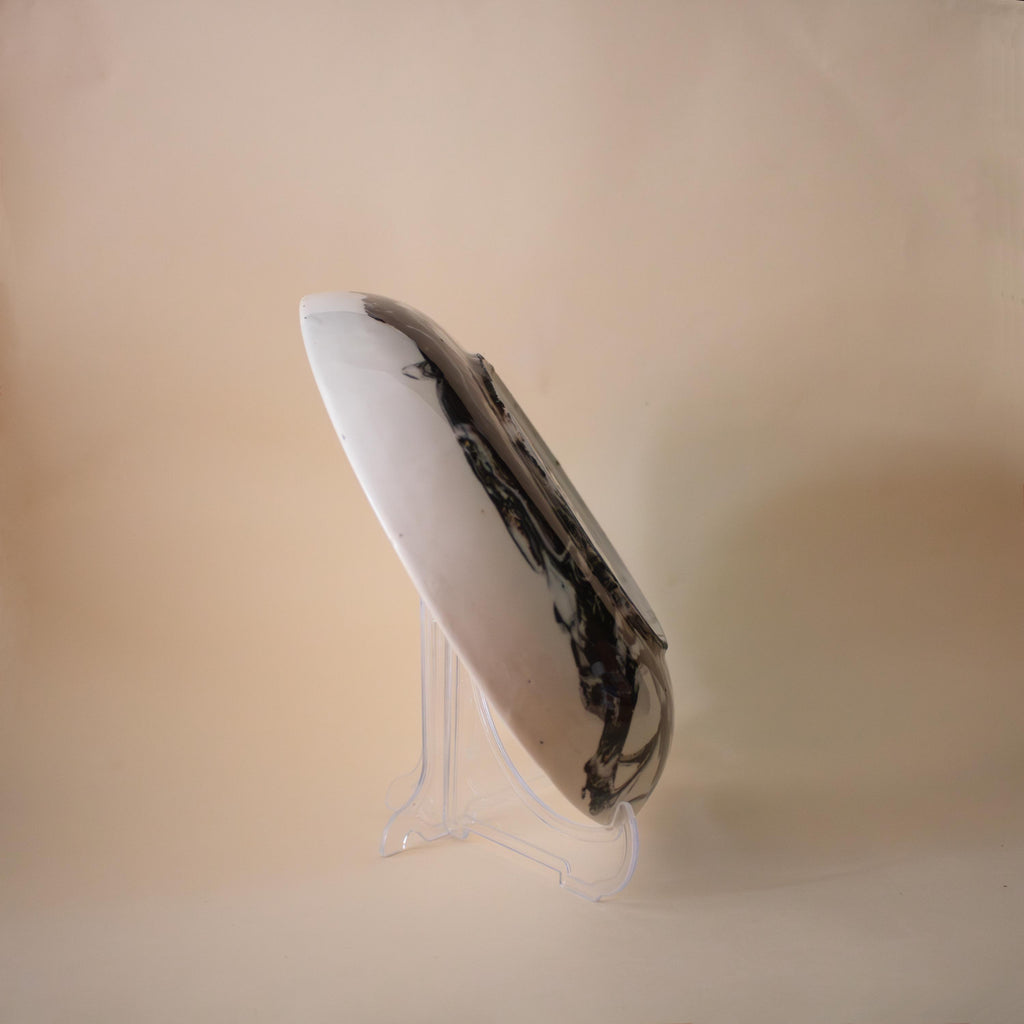 black and white Marble Porcelain Salad Plate - Artisanal Dinnerware for a Stylish Table Setting