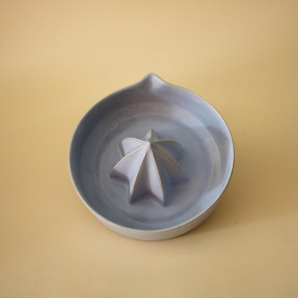 Handmade light blue Ceramic Lemon Squeezer, Artisan Pottery Citrus Juicer