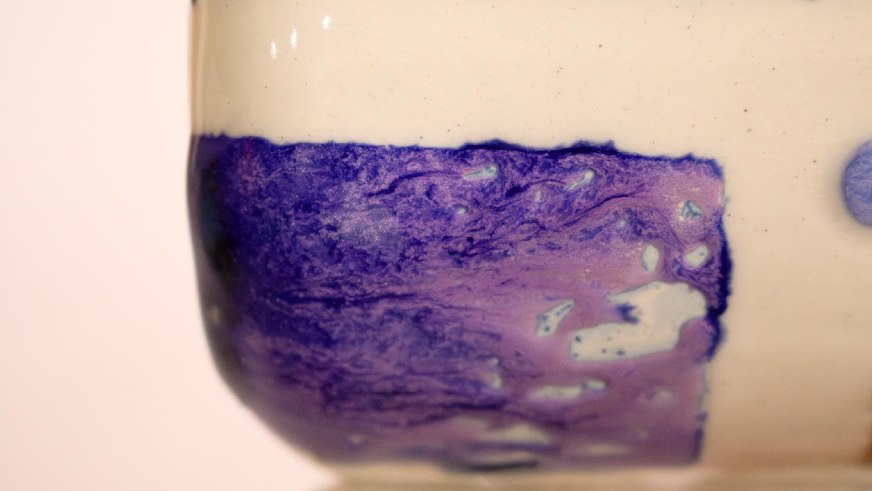 Handmade Porcelain Coffee Mug: Colourful Geometric Design, Wavy Handle