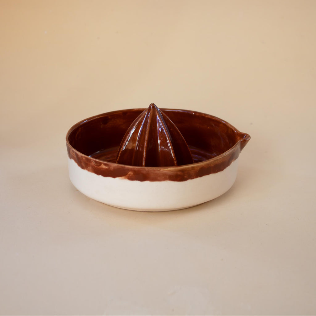 brown Porcelain Lemon Squeezer: Handmade Citrus Juicer