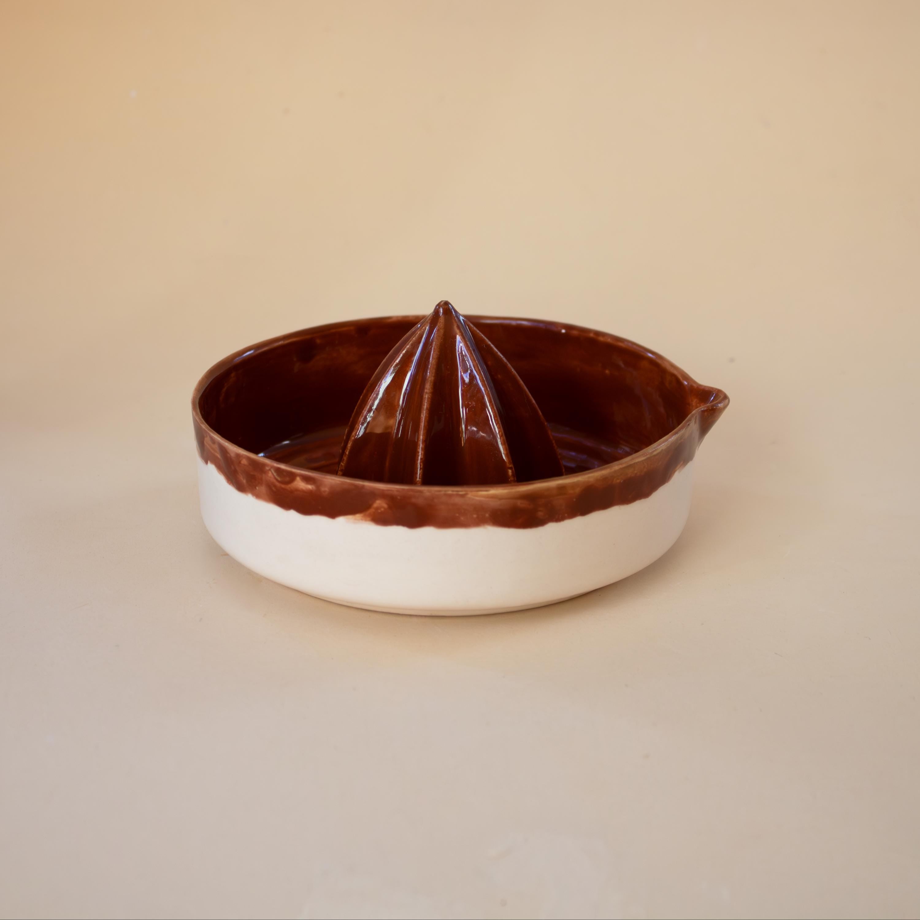 brown Porcelain Lemon Squeezer: Handmade Citrus Juicer