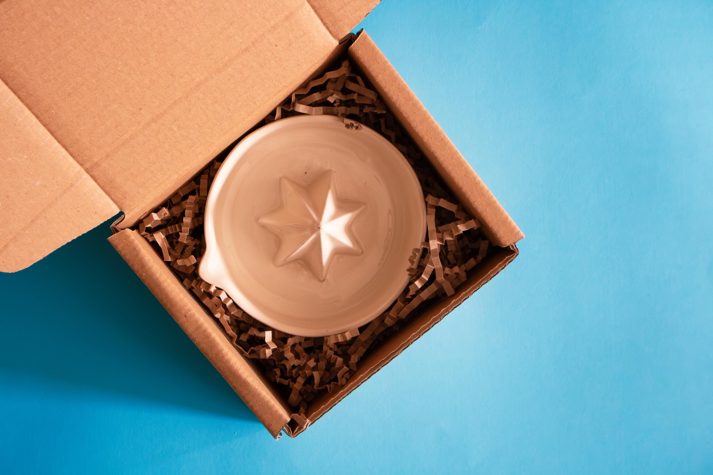 Handmade ceramic lemon squeezer with star-shaped reamer, minimalist artisan citrus juicer