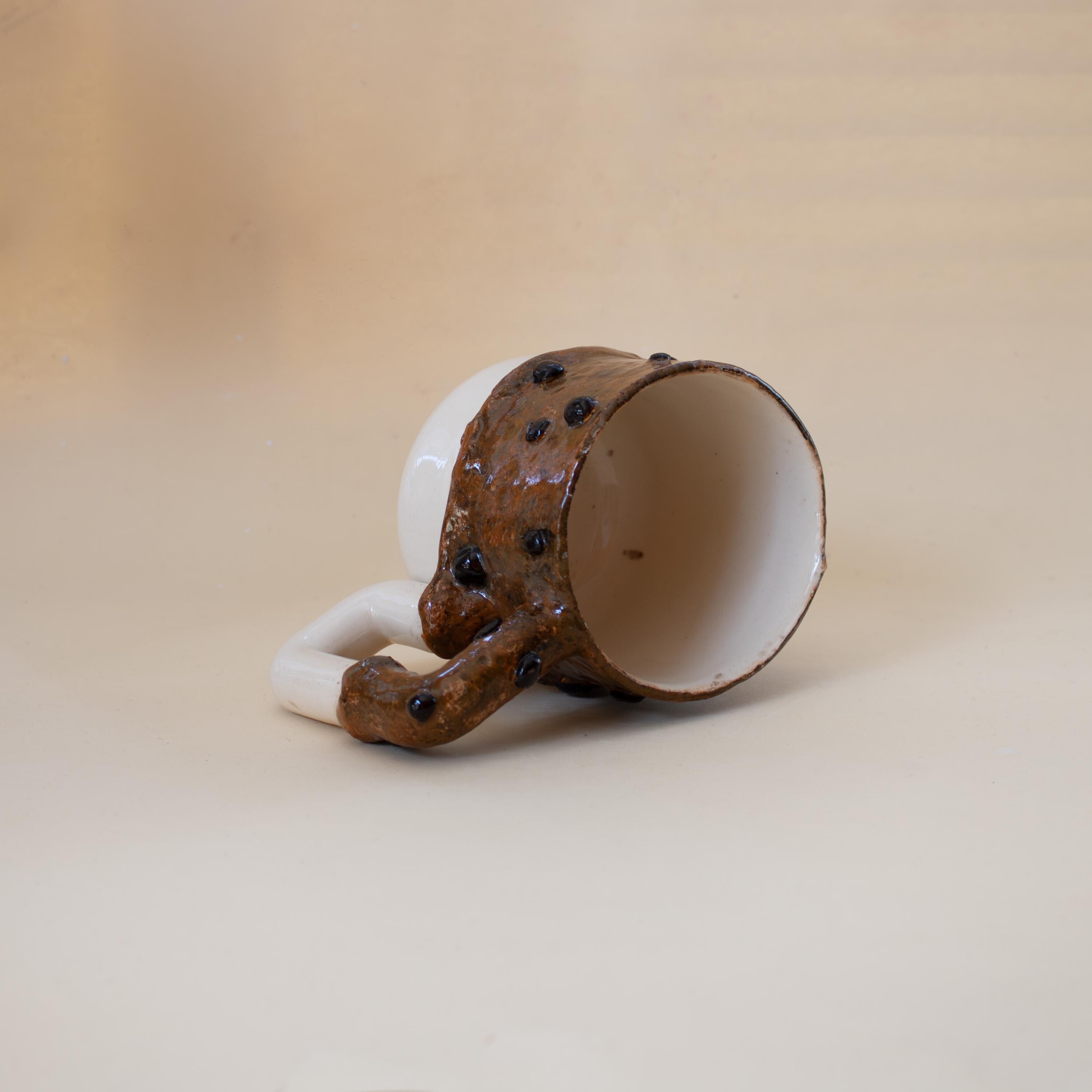 Handmade Porcelain Mug: Chocolate Cookie Texture Ceramic Cup