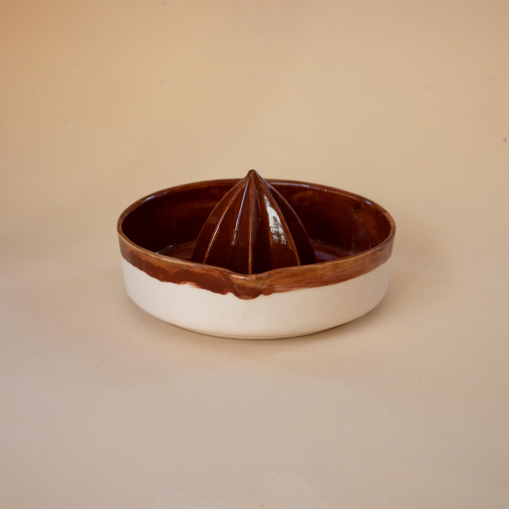 brown Porcelain Lemon Squeezer: Handmade Citrus Juicer