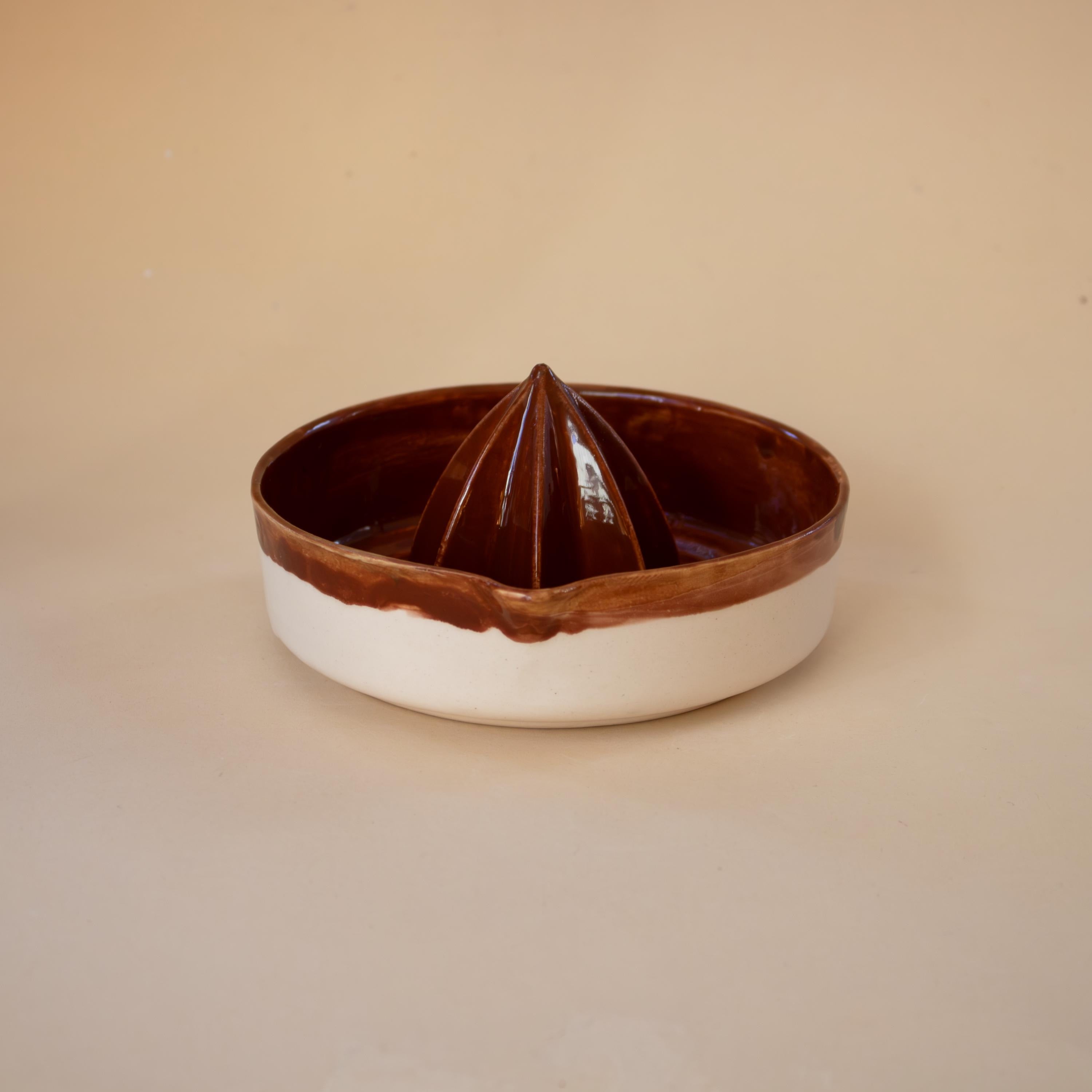 brown Porcelain Lemon Squeezer: Handmade Citrus Juicer
