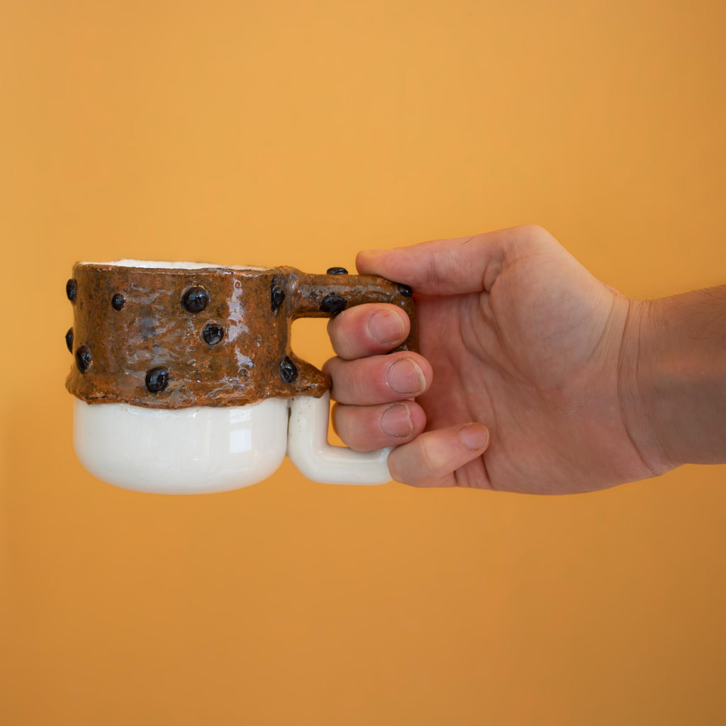 Handmade Porcelain Mug: Chocolate Cookie Texture Ceramic Cup