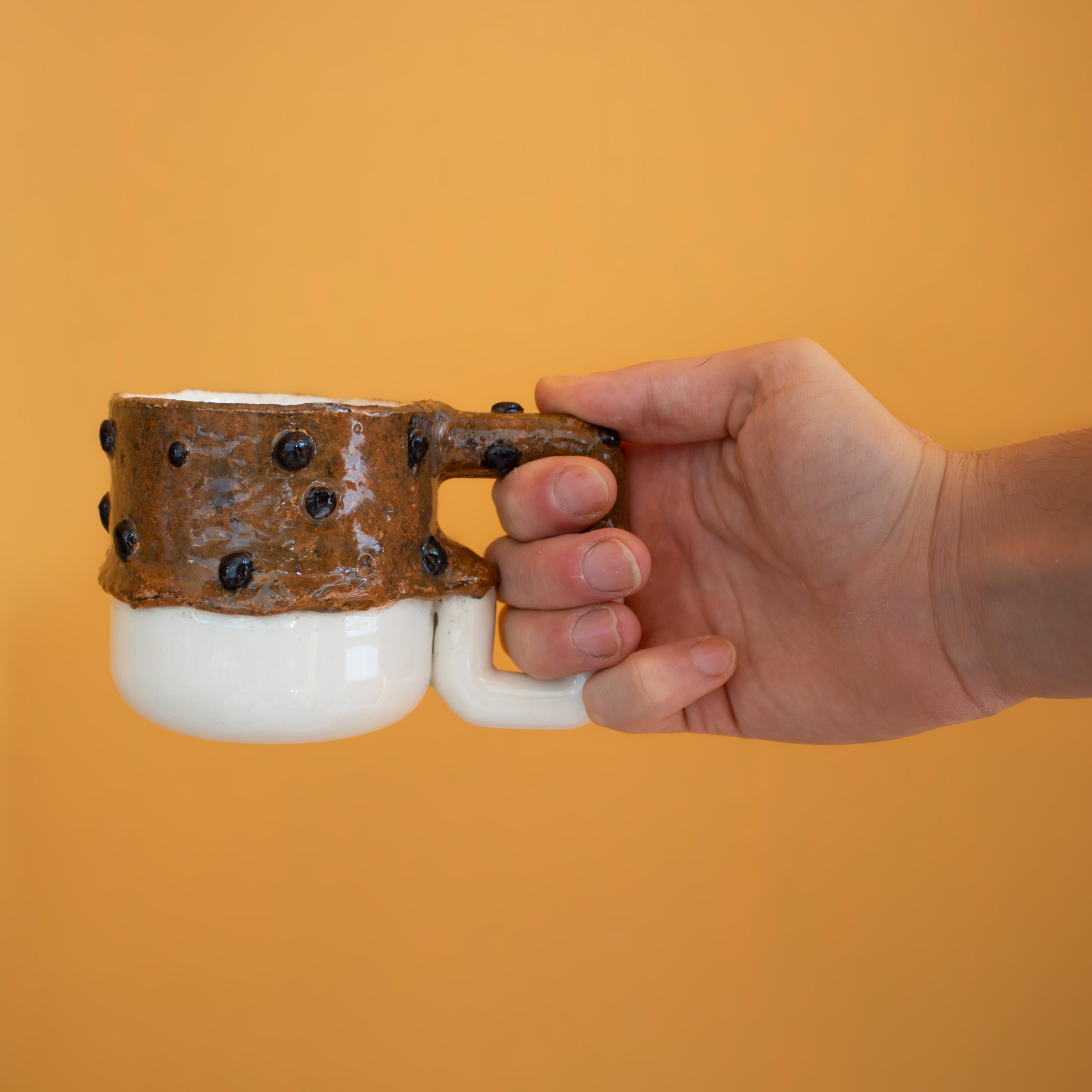 Handmade Porcelain Mug: Chocolate Cookie Texture Ceramic Cup