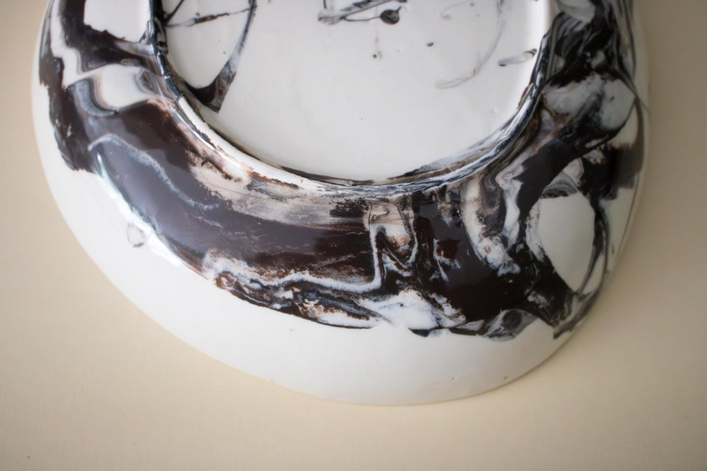 black and white Marble Porcelain Salad Plate - Artisanal Dinnerware for a Stylish Table Setting
