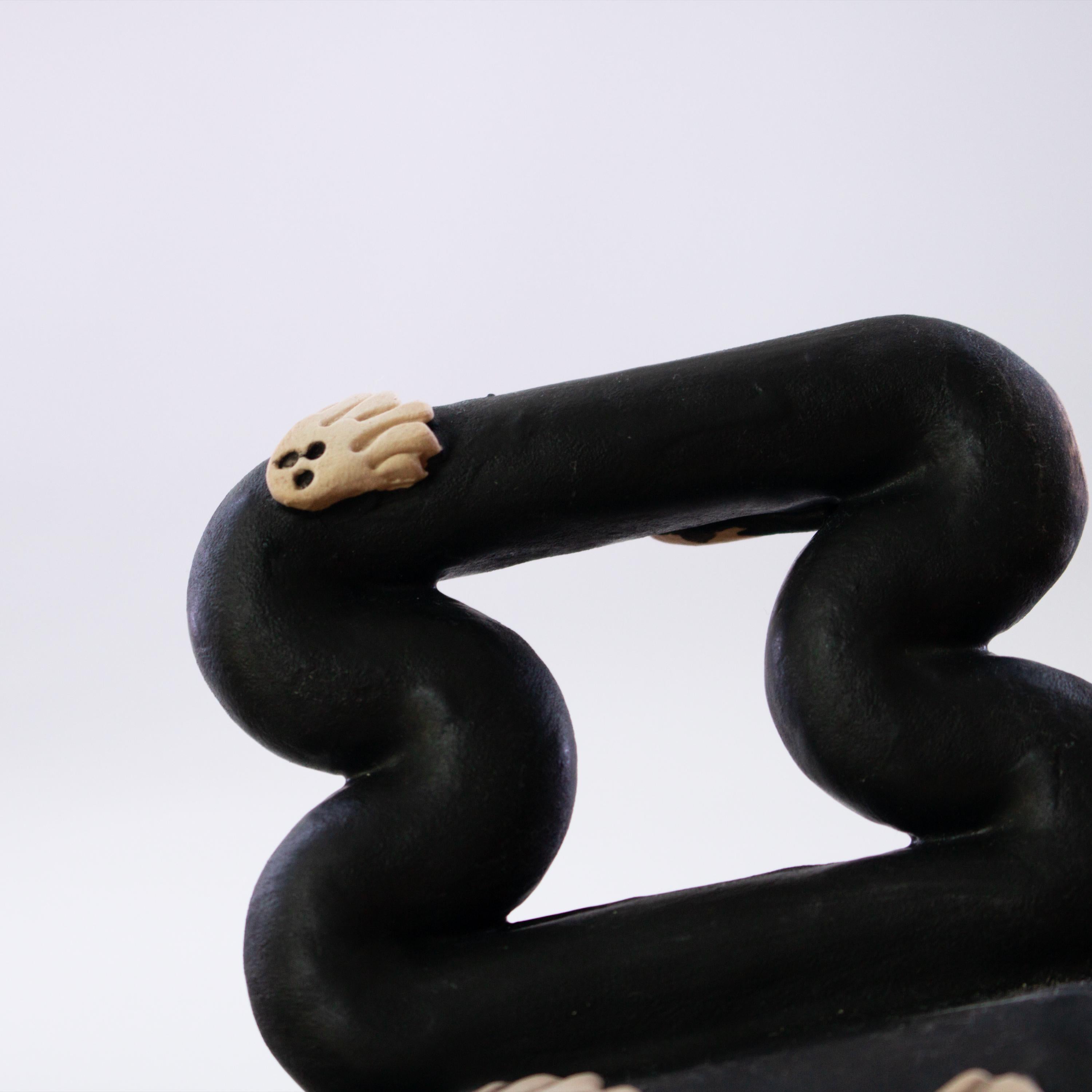 Handmade Porcelain Ghost Mug: Spooky Black Coffee Cup with Funky Handle