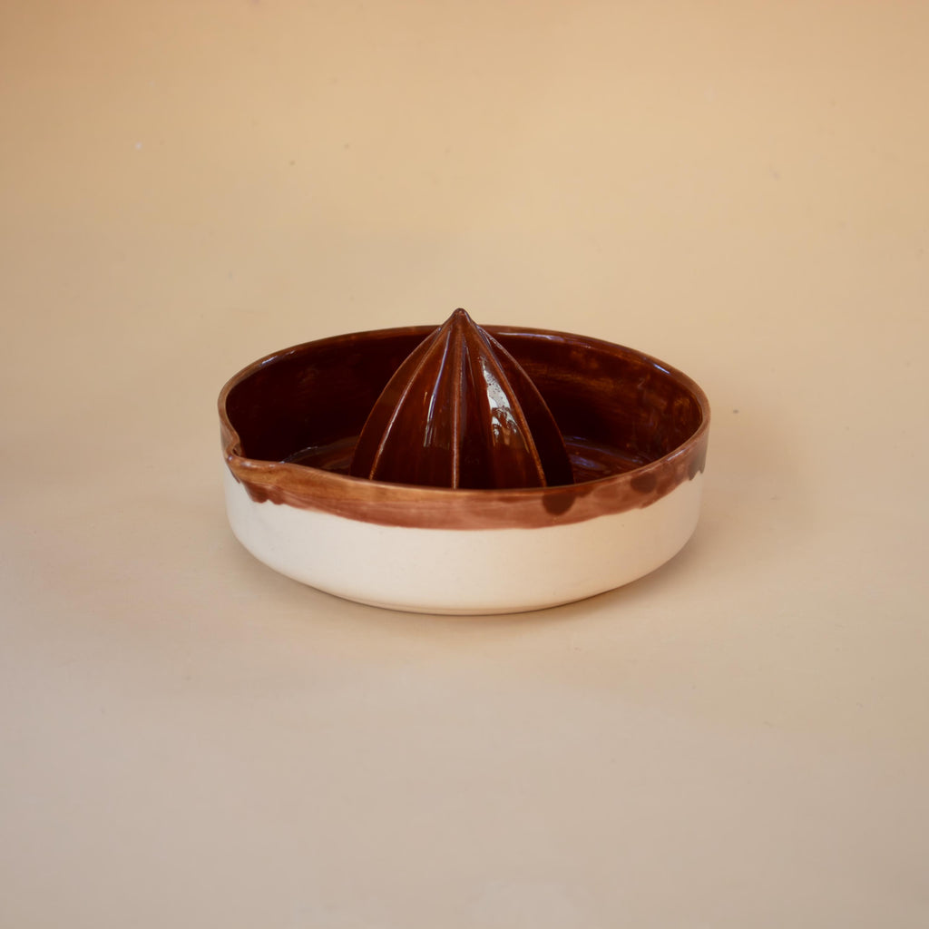 brown Porcelain Lemon Squeezer: Handmade Citrus Juicer