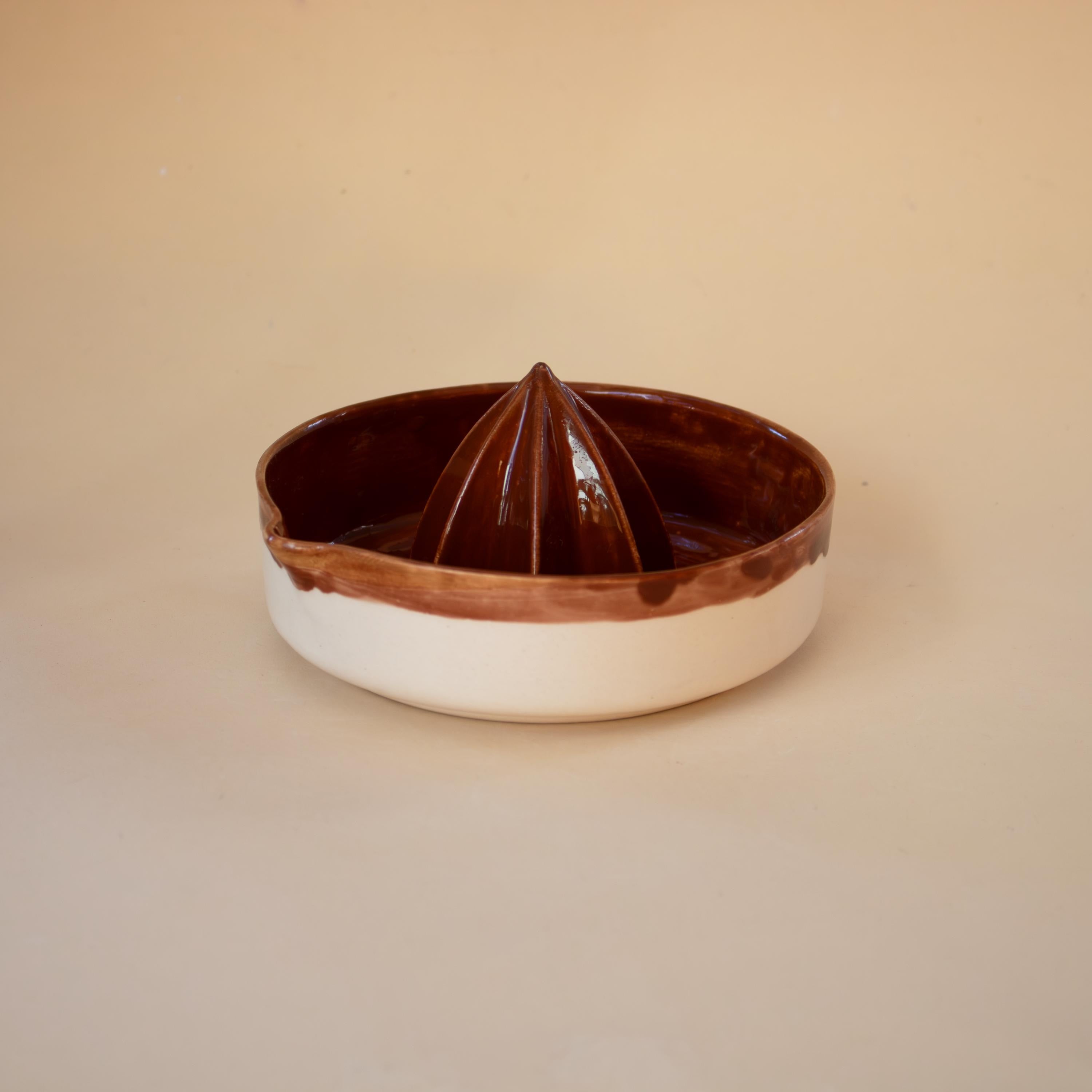 brown Porcelain Lemon Squeezer: Handmade Citrus Juicer