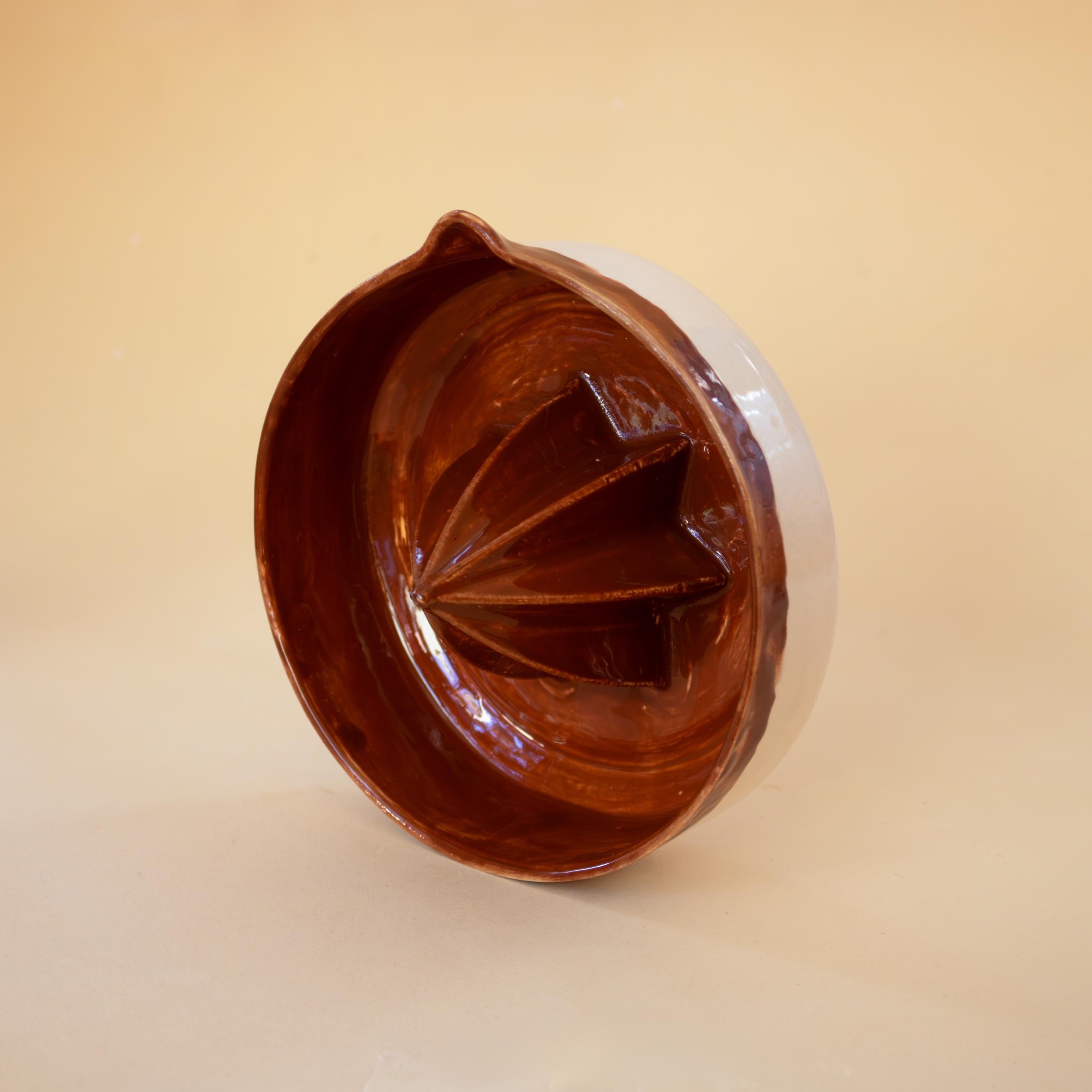 brown Porcelain Lemon Squeezer: Handmade Citrus Juicer