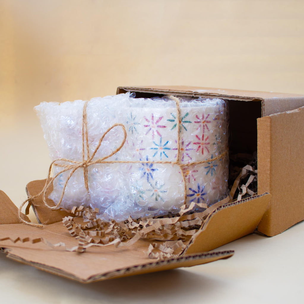 Handmade Ceramic Mug: Floral Blossom Design, Wavy Handle porcelain cup